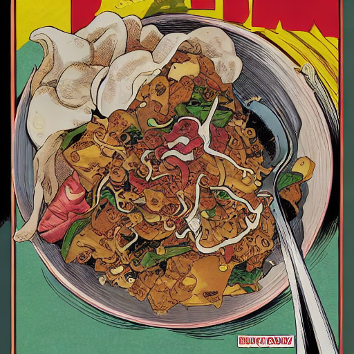 comic illustration of lotek pandega food, marvel comic cover, by stan lee.png